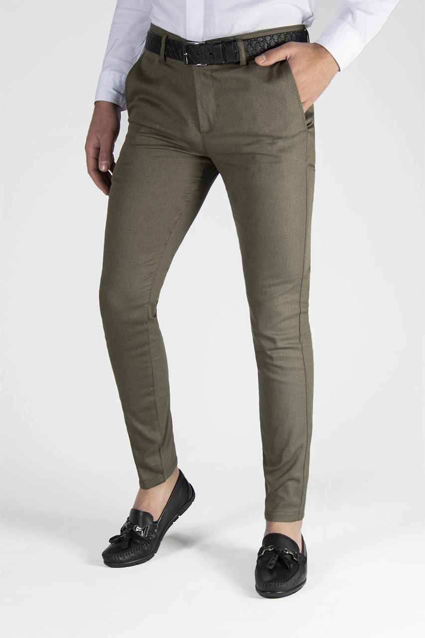 Veaven Erkek Haki Slim Fit Petekli İtalyan Kesim Keten Pantolon Çok Renkli27