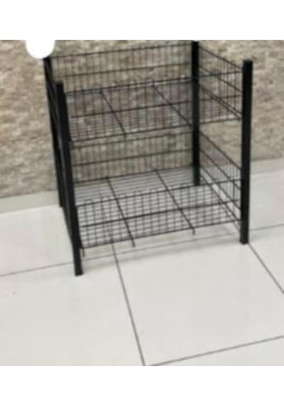 60x80 Cm Siyah Profil Ayaklı Çift Katlı Havuz Sepet - Market, Mağaza, Vitrin, Promosyon Havuz Sepeti Gri