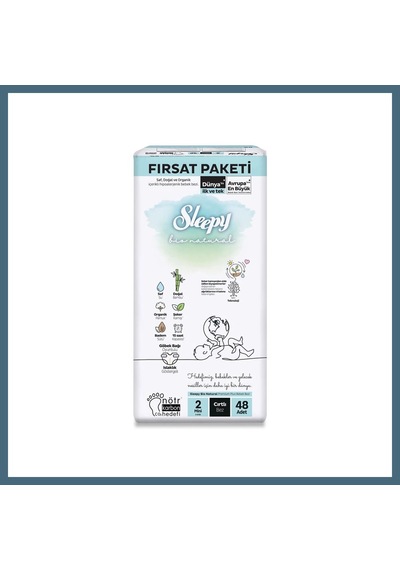 Sleepy Bio Natural Bebek Bezi Fırsat Paketi 2 Beden 3-6 Kg 48 Adet Agc Standart
