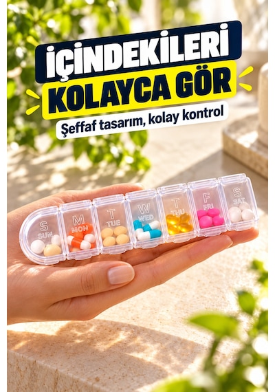 2 Adet Haftalık İlaç Ve Hap Kutusu 7 Gün Şeffaf Vitamin Saklama Kabı Seyahat Düzenleyici 16 X 3,5 Cm