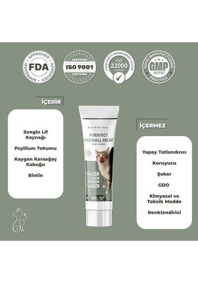 Purrfect Hairball Relief, Kediler İçin Tüy Yumağı Giderici Ve Önleyici Doğal Malt, 100 Ml
