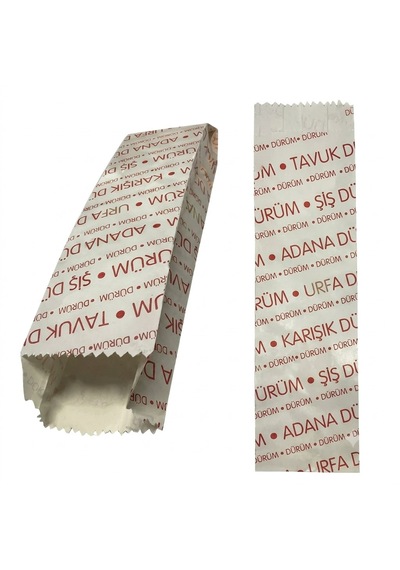 Şeylişeyler - Dürüm Kese Kağıdı 5 Kg Altı Kapaklı Baskılı Paket Servis Ambalaj Kağıdı