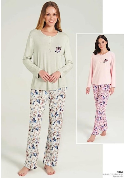 Feyza 5062 Uzun Kol Pijama Takımı Pembe