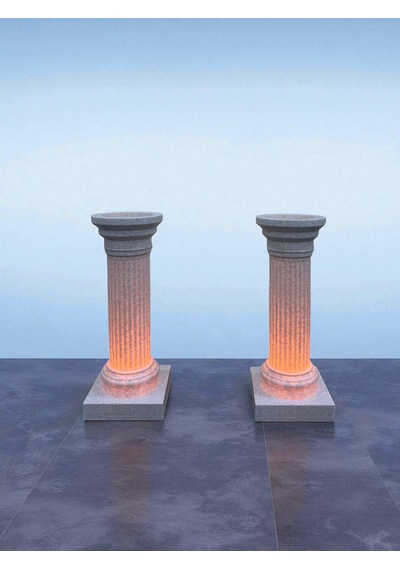 2'li Roma Sütunu Mumluk 15 Cm Mermer Görünümlü Led Tealight Dekor Seti