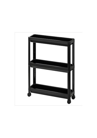 Ikea Vesken Tekerlekli Raf, Siyah, 3 Katmanlı 425032095 Siyah