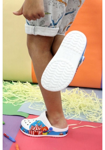 Sevimli Palyaço Unisex Çocuk Terlik Beyaz