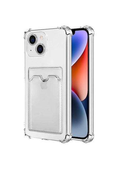 Kvy Apple Uyumlu iPhone 15 Plus Kamera Korumalı Kartlıklı Setra Şeffaf Silikon Kılıf