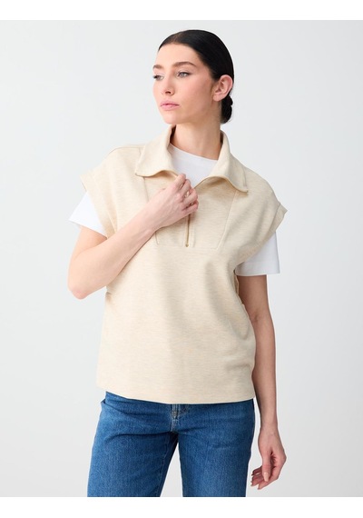 Jimmy Key Bej Melanj Rahat Kesim Dik Yaka Düşük Omuz Örme Sweatshirt 6sw235722988