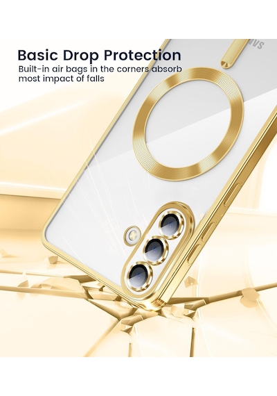 Samsung Galaxy S26 Plus Uyumlu Kılıf Kamera Lens Koruyuculu Magsafe Özellikli Telefon Kılıfı Kapak Gold
