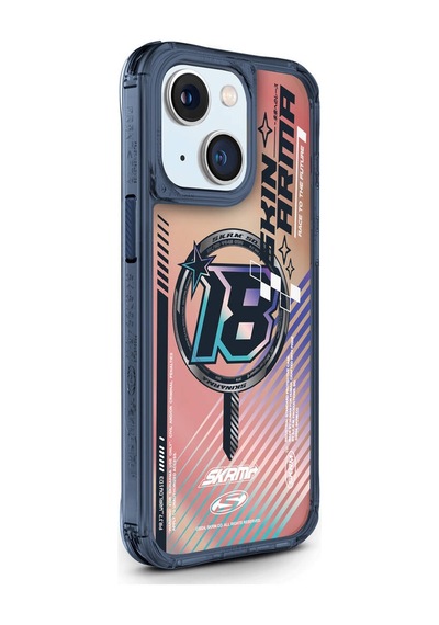Apple Uyumlu iPhone 15 Skinarma Magsafe Şarj Özellikli Sticker Yapıştırmalı Drift Kapak Mavi