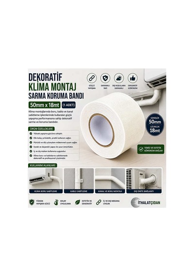 Dekoratif Klima Montaj Bandı 50mmx18mt 1adet Bant Marketim