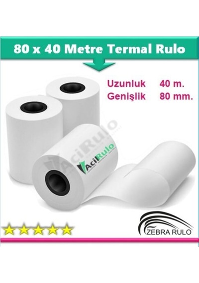 100 Adet 80x40m Goojprt Jp-80 Yazıcı Rulosu 40 Metre