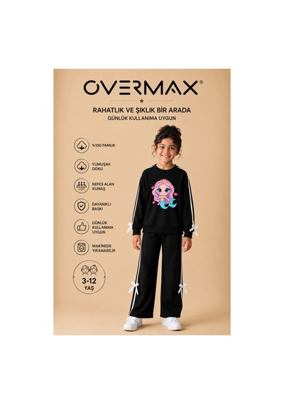 Overmax Kız Çocuk Şerit Ve Fiyonk Detaylı Deniz Kızı Baskılı Eşofman Takımı 3-12 Yaş Siyah - 930356781 Siyah Overmax Kız Çocuk Şerit Ve Fiyonk Detaylı Deniz Kızı Baskılı Eşofman Takımı 3-12 Yaş Siyah - 930356781 Siyah