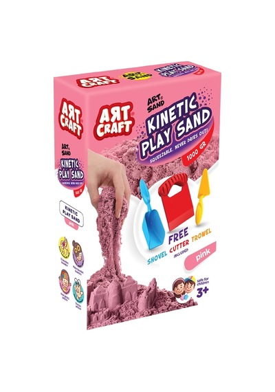 Art Sand Aksesuarlı Pembe Oyun Kumu 1000 Gr. - Kinetik Kum Seti - Natural Kum - Doğal Kum Renkli