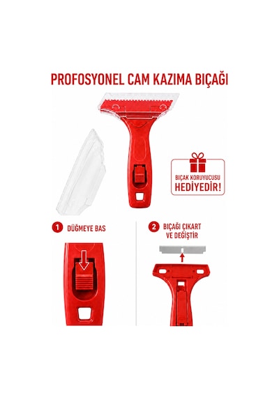 Profesyonel Cam Kazıyıcı Jiletli Cam Kazıma Bıçağı Etiket Boya Silikon Yapışkan Temizleyici Siyah