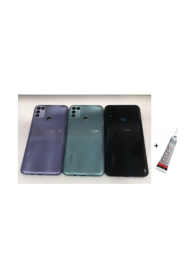 İnfinix Hot 10t, Hot 10s Arka Batarya Pil Kapağı Mavi B7000 15 Ml Yapıştırıcı