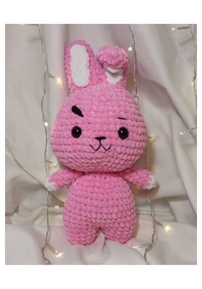 El Yapımı Tek Parça Tığ İşi Peluş: Bt21 Cooky Amigurumi Pembe