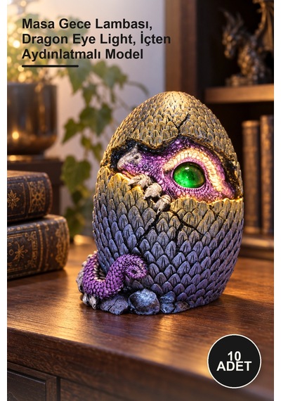 10 Adet Polyester Dragon Göz Tasarımlı Ledli Dekoratif Lamba Masa Gece Lambası, Dragon Eye Light, İçten Aydınlatmalı Model