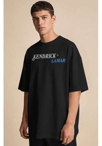 Kendrick Lamar Rapper Şarkıcı Baskılı Unisex Oversize Premium Tiş Siyah
