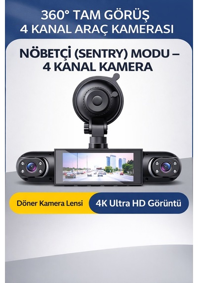 360 4 Kanal Araç İçi Kamera 1080p Full Hd Gece Görüşlü-sensörlü Park Modu