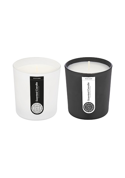 Selka Home - Bliss 2'li Cam Tasarım Kokulu Candle Mum Siyah - Beyaz