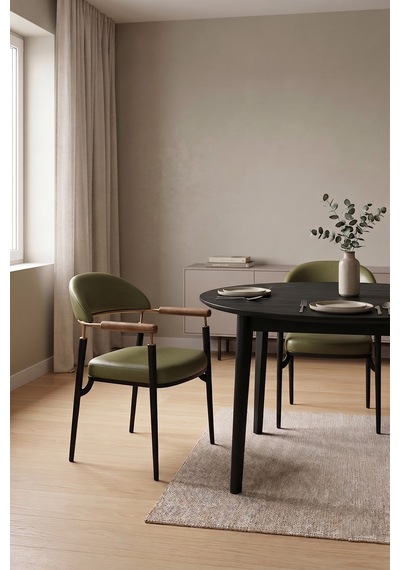Valen Exclusive Kolçaklı Metal Sandalye Yeşil