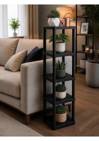 Sakura 5 Katlı Çiçeklik Saksılık Siyah