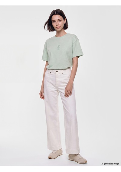 Lcw Modest Ekru Wideleg Kadın Jean Pantolon