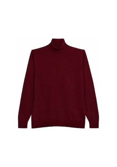 Tudors Slim Fit Tam Boğazlı Yaka Düz Yün Bordo Erkek Triko Kazak-39416 Bordo