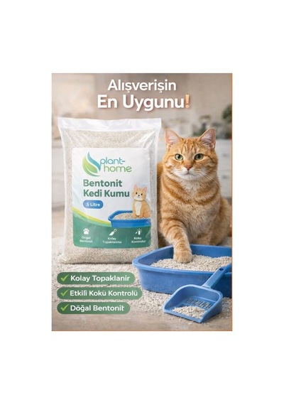 Bentonit Kedi Kumu 5 Litre - Doğal, Kolay Topaklanan, Etkili Koku Kontrolü