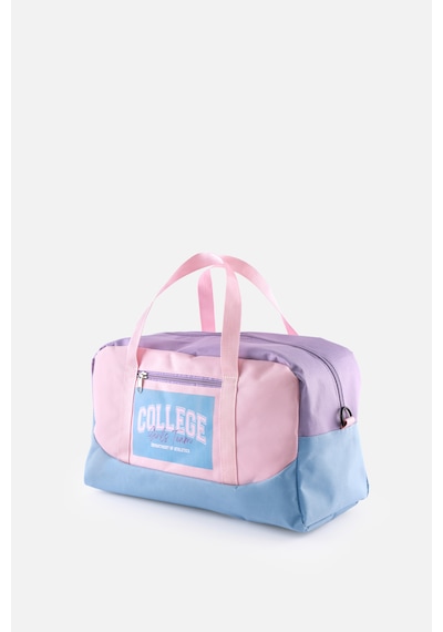 İcone Bag Baskılı Spor Çanta, Cepli Spor Çanta, Fermuarlı Detaylı Çocuk Spor Çanta, Mor - Pembe