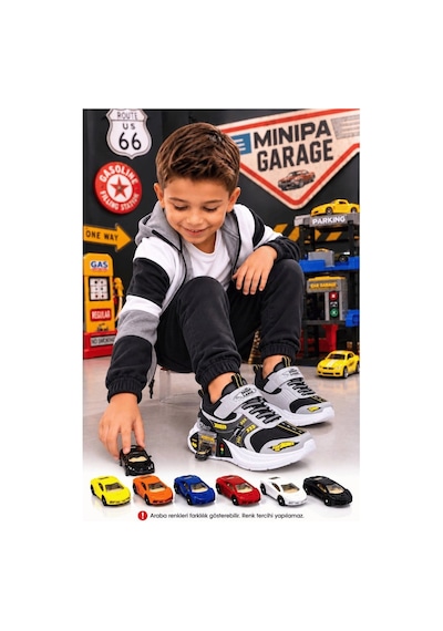 Minipa Garage Gümüş Erkek Çocuk Garaj Tabanlı Çift Metal Arabalı Ortopedik Spor Ayakkabı