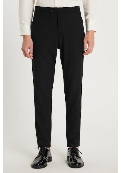 Tudors Erkek Slim Fit Dar Kesim Chino Yandan Cepli Pamuklu Siyah Pantolon-35721 Siyah