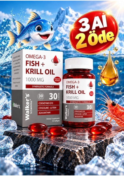 Walker's Vitamins Krill Oil Omega 3 Sitikolin Lutein Q10 İçeren Vitamin