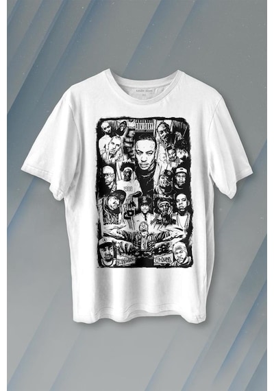 Rap Masters Hip Hop Ustalar Dre 2pac Eminem Biggie Snoop Dogg Baskılı Tişört Unisex T-shirt 001
