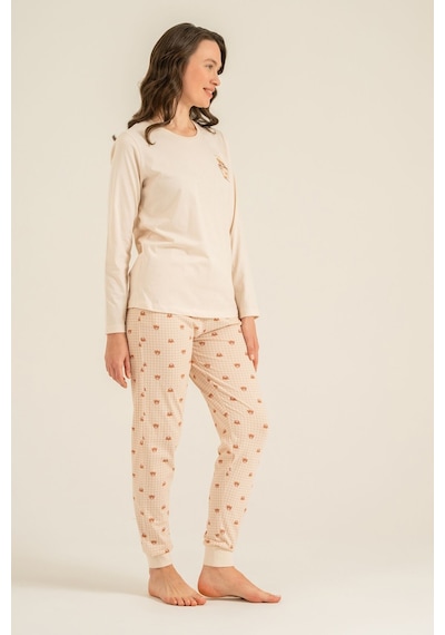 Rolypoly Anne Kız Lovely Bear Krem Uzun Kol Pijama Takım Rp3916-a-v1 Rp3916-a-v1