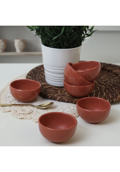 Keramika Kızıl Kahve Bulut Mini Çerezlik / Sosluk 8 Cm 6 Adet 607