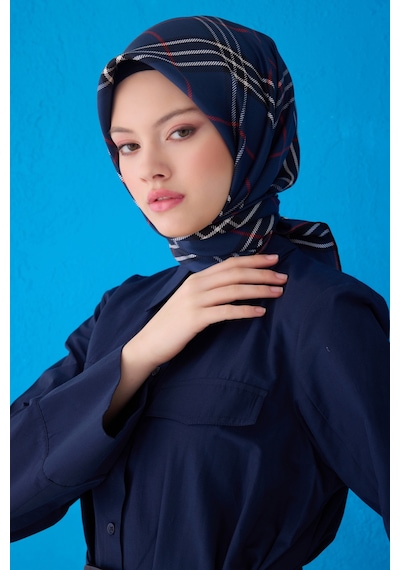 BELLİ Saf İpek Eşarp 4122d Twill İpek -3752 - 90 X 90 / Lacivert Lacivert
