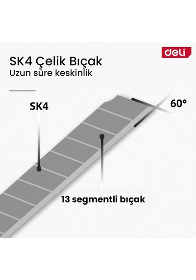 Delı Profesyonel Plastik Saplı Maket Bıçağı 9mm 60