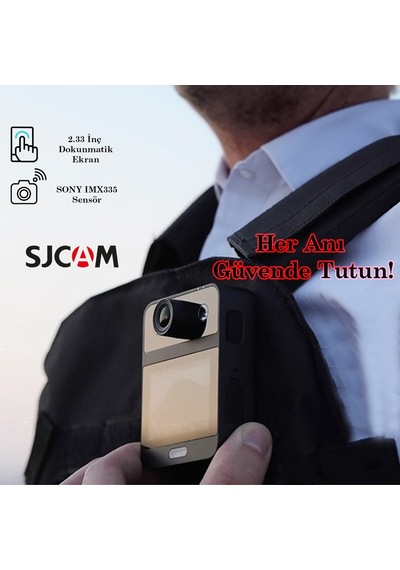 SJCAM A20 Vücut Kamerası Güvenlik Polis Ekipmanı IP65 4K Video 2.33” Dokunmatik Ekran 16MP Siyah
