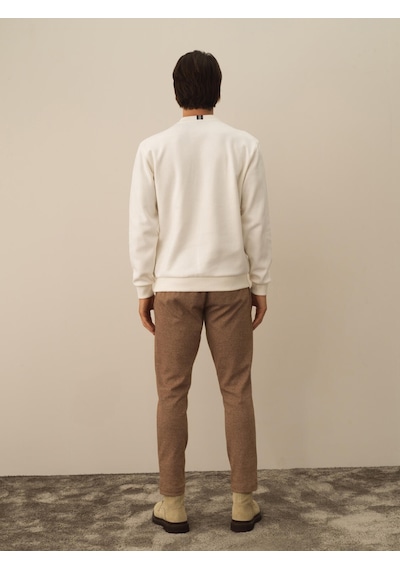 Xint Ekru Regular Fit Bisiklet Yaka Pamuklu Sweatshirt 300291
