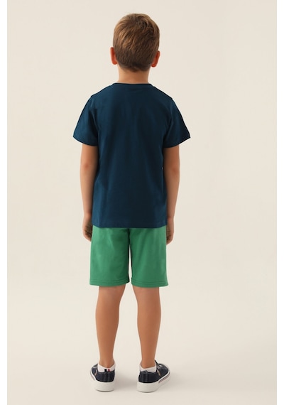 U.S. Polo Assn. Lisanslı Crew Neck Lacivert Erkek Çocuk Bermuda Takım 5274-43180 Lacivert