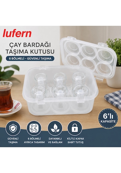 Dayanıklı Çay Bardağı Taşıma Ve Saklama Kutusu Kamp Piknik Açık Hava Seyahat Organizer Düzenleyici Beyaz