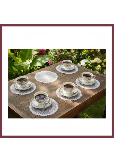 Storeşahin 6 Lı Dantel Kahve Sunumluğu 15x15 Cm Asorti Desenli Modern Sunum Aksesuarı Shn0720