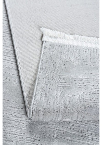 Distressed Pattern Eskitme Tasarımlı Pamuk Tabanlı Salon - Oturma Odası Gri Renk Halı Gri