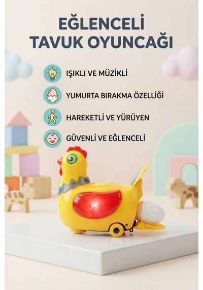 Dans Eden Ve Yumurtlayan Eğitici Oyuncak Tavuk Işıklı Ve Hareketli 360 Derece Dönüş Oyuncak