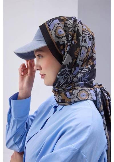 Silk Home Viskon Mayda Şal Siyah Zeminli Çok Renkli Desenli Yumuşak Dokulu 190x70