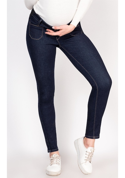 Busa Hamile Beli Lastikli Skinny Kot Pantolon Mavi-mavi