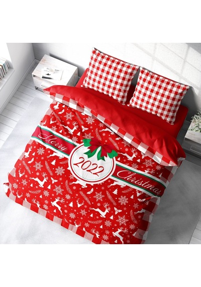 Monohome Yılbaşı Süsü 2022 Merry Christmas Çift Kişilik 3D Nevres