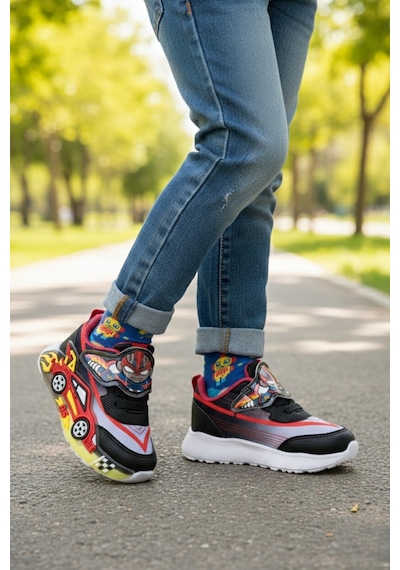 Muggo Car Cırtlı Arabalı Ve Işıklı Günlük Çocuk Sneaker Spor Ayakkabı Kırmızı